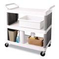 Cleaning Carts | Rubbermaid Commercial FG334992WHT 15 in. x 20 in. x 5 in. Bus/Utility Box - White image number 3