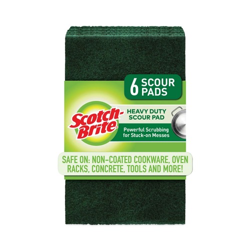 Sponges & Scrubbers | Scotch-Brite 226-5 3.8 in. x 6 in. Heavy-Duty Scour Pad - Green (5/Carton) image number 0