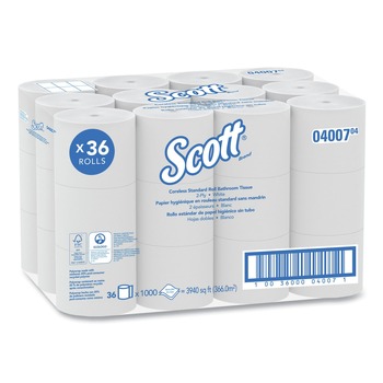 Scott 04007 Essential Coreless SRB Septic Safe 2-Ply Bathroom Tissue - White (36/Carton)