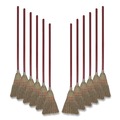Brooms | Boardwalk BWK951TCT Corn Fiber Lobby/Toy Broom with 39 in. Wood Handle - Red/Yellow (12/Carton) image number 0