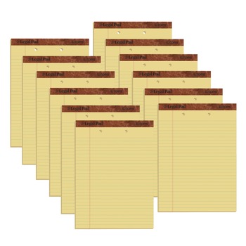 TOPS 7531 50-Sheet 8.5 in. x 11.75 in. Top 2-Hole Punch Wide/Legal Rule "The Legal Pad" Ruled Perforated Pads - Canary-Yellow (1-Dozen)
