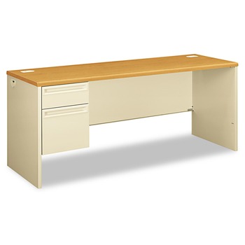 HON H38855L.C.L 38000 Series 72 in. x 24 in. x 29.5 in. Left Pedestal Credenza - Harvest/Putty