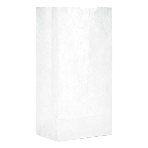 Food Service | Ross & Wallace Paper Products 120304500PK/BL 5 in. x 3.13 in. x 9.88 in. #4 Size Grocery Paper Bags - White (500/Bundle) image number 0
