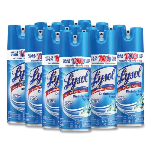 Disinfectants | LYSOL Brand 19200-02845 12.5 oz. Aerosol Spring Waterfall Liquid Disinfectant Spray (12/Carton) image number 0