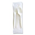 Cutlery | Boardwalk BWK3COMBOKITPP 6.97 in. Plastic Mediumweight Fork/Knife/Spoon 3-Piece Cutlery Kit - White (250/Carton) image number 1