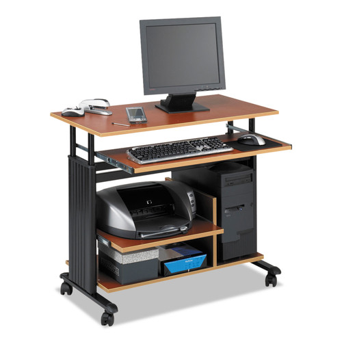 Office Desks & Workstations | Safco 1927CY 35.5 in. x 22 in. x 29 in. to 34 in. Muv 28 in. Adjustable-Height Mini-Tower Computer Desk - Cherry/Black image number 0