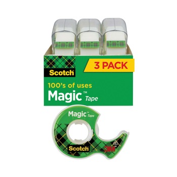 TAPE DISPENSERS | Scotch 3105 0.75 in. x 25 ft. 1 in. Core Magic Tape in Handheld Dispenser - Clear (3/Pack)
