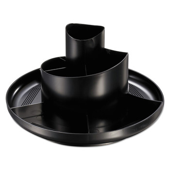 DESKTOP ORGANIZERS | Universal UNV08151 8 3/4 in. x 5 3/8 in. 11 Compartment Rotary Desk Organizer - Black