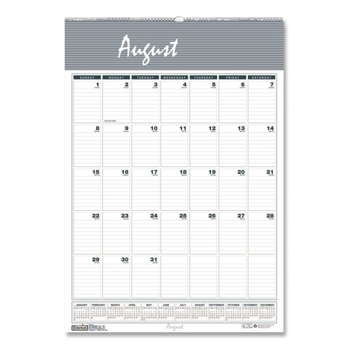 Bulletin Boards | House of Doolittle 352 12-Month (Aug-July): 2025-2026 12 in. x 17 in. Academic Year Bar Harbor Recycled Wirebound Monthly Wall Calendar - White/Blue Sheets image number 0