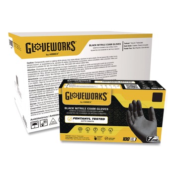  | Ammex GWBEN48100 6 mil Powder-Free Nitrile Exam Gloves - X-Large, Black (1000/Carton)