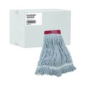 Labor Day Sale | Boardwalk BWK553 Rayon/Polyester Wide Floor Finish Mop Head - Large, White/Blue (12/Carton) image number 0