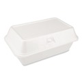 Food Trays, Containers, and Lids | Plastifar 12018 7.81 in. x 8.75 in. x 3.38 in. Secure One Tab Latch Poly Bag Foam Hinged Lid Container - White (200/Pack) image number 2
