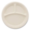 Bowls and Plates | Boardwalk BWKPLT3C10NPFA 10 in. 3-Compartment Bagasse PFAS-Free Dinnerware Plate - Tan (500/Carton) image number 1