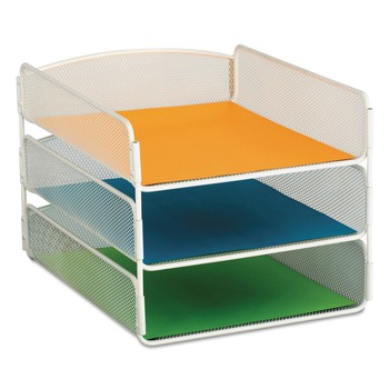 DESK ACCESSORIES AND OFFICE ORGANIZERS | Safco 3271WH 9.25 in. x 11.75 in. x 8 in. Letter Size Files 3 Sections Onyx Desk Tray - White