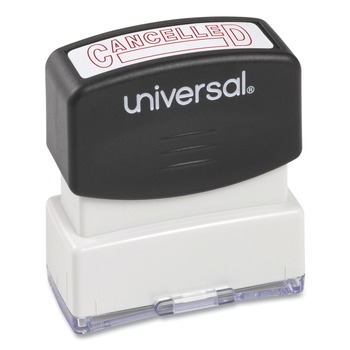 STAMPS AND STAMP SUPPLIES | Universal UNV10045 Pre-Inked One-Color CANCELLED Message Stamp - Red