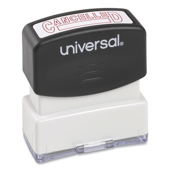 Universal UNV10045 Pre-Inked One-Color CANCELLED Message Stamp - Red