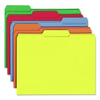 Smead 11943 1/3-Cut Tabs Assorted Letter Size 0.75 in. Expansion Colored File Folders - Assorted: Blue/Green/Orange/Red/Yellow (100/Box)