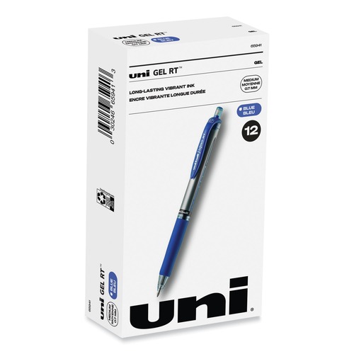 Pens | uni-ball 65941 Signo 0.7 mm Retractable Gel Pen - Blue Ink/Silver/Blue Barrel/Medium (1-Dozen) image number 0