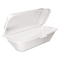 Food Trays, Containers, and Lids | Dart 99HT1R 5.3 in. x 9.8 in. x 3.3 in. Foam Hinged Removable Lid Hoagie Container - White (125/Bag, 4 Bags/Carton) image number 0