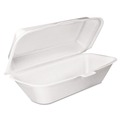 Food Trays, Containers, and Lids | Dart 99HT1R 5.3 in. x 9.8 in. x 3.3 in. Foam Hinged Lid Hoagie Container with Removable Lid - White (500/Carton) image number 0