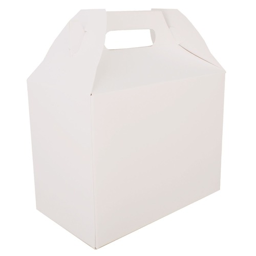 Food Trays, Containers, and Lids | SCT 2709 10 lbs. Capacity 8.88 in. x 5 in. x 6.75 in. Paper Carryout Barn Boxes - White (150/Carton) image number 0