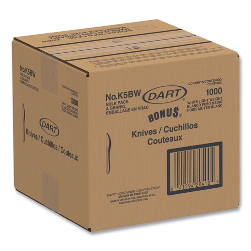 Cutlery | Dart K5BW Bonus Polypropylene Cutlery Knife - White (1000/Carton) image number 0