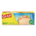 Food Service | Glad 57263 6.63 in. x 5.88 in. Zipper Food Storage Sandwich Bags - Clear (12 Boxes/Carton) image number 1