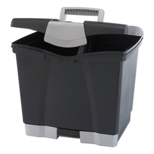 File Folders | Storex 61523U01C 14 in. x 11.25 in. x 14.5 in. Letter Files Portable File Box with Drawer - Black image number 0