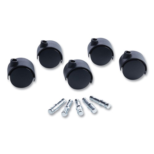 Office Chair Casters | Master Caster 23622 2 in. Hard Nylon Wheel Grip Ring Type B and Type K Stems Deluxe Duet Casters - Matte Black (5-Piece/Set) image number 0