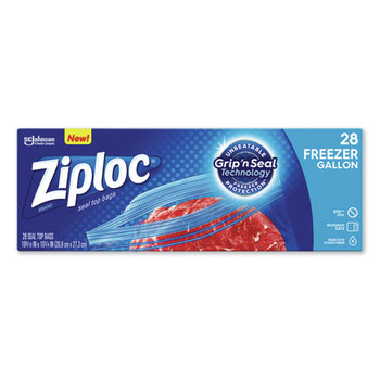 Ziploc 351126 9.6 in. x 12.1 in. 1 gal. Zipper Freezer Bags - Clear (28/Box)