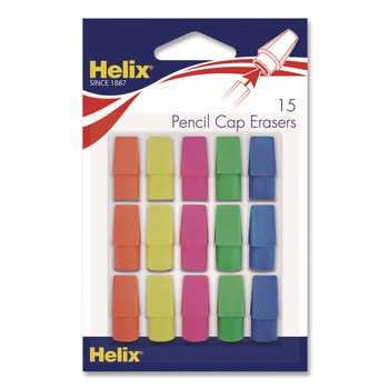  | Maped Helix 37158 Classic Pencil Cap Erasers For Pencil Marks - Assorted Colors (15/Pack)