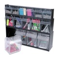 Boxes & Bins | Deflecto 20404OP 23.63 in. x 6.63 in. x 8.13 in. 4 Sections Tilt Bin Interlocking Multi-Bin Storage Organizer - Black/Clear image number 6