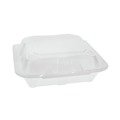 Food Trays, Containers, and Lids | Pactiv Corp. YTD18801ECON 8.42 in. x 8.15 in. x 3 in. Dual Tab Lock Economy Vented Foam Hinged Lid Container - White (150/Carton) image number 4