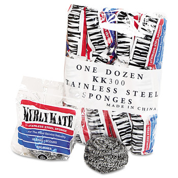 SPONGES AND SCRUBBERS | Kurly Kate 6275630 3.5 x 3.5 Stainless Steel Scrubbers - Medium/Steel Gray (12/Carton)