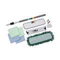  | Boardwalk BWKMFKIT 35 in. to 60 in. Microfiber Cleaning Kit 18 in. Wide Blue Green Microfiber Head - Gray Aluminum Handle (1-Kit) image number 1