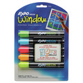 Washable Markers | EXPO 2211553 Broad Bullet Tip Neon Windows Dry Erase Marker - Assorted Colors (5/Set) image number 0