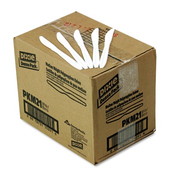 CUTLERY | Dixie PKM21 Mediumweight Plastic Knives - White (1000/Carton)
