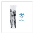 Cutlery | Boardwalk BWK3KITHVYBL 3-Piece Heavyweight Fork/Knife/Teaspoon Cutlery Kit - Black (250/Carton) image number 5