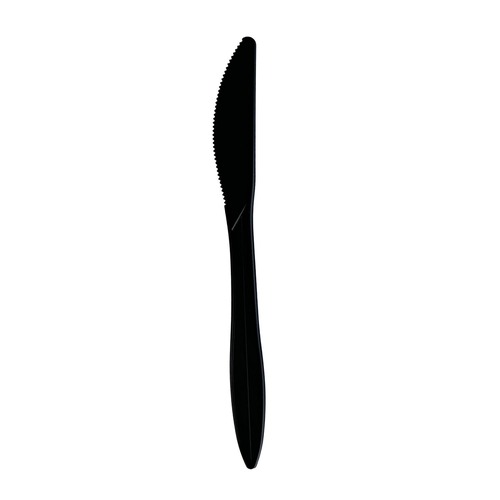 Cutlery | Boardwalk BWKKNIFEBLPPIW Mediumweight Wrapped Polypropylene Plastic Knife Cutlery - Black (1000/Carton) image number 0