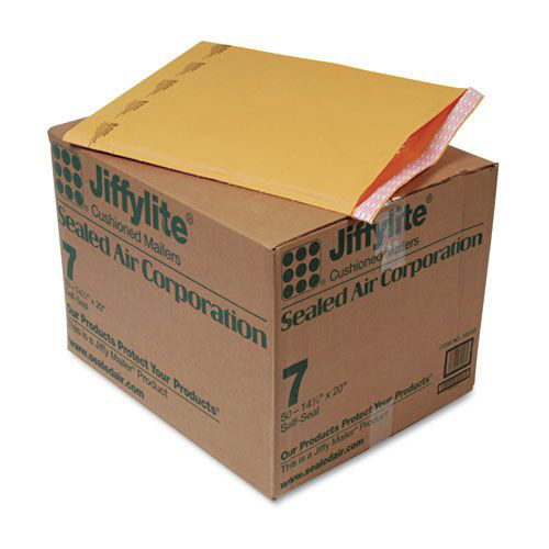 Envelopes & Mailers | Sealed Air 39098 Jiffylite #7 Barrier Bubble Air Cell Cushion Self-Adhesive Closure Self-Seal 14.25 in. x 20 in. Bubble Mailer - Brown Kraft (50/Carton) image number 0