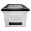 Desktop Organizers | Innovative Storage Designs 55802 17.75 in. x 14 in. x 10.25 in. Letter/Legal File Tote with Contents Label - Clear/Black image number 2