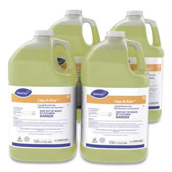 HAND SANITIZERS | Diversey Care 02853280. 1 Gallon Bottle Liqu-A-Klor Disinfectant/Sanitizer (4/Carton)