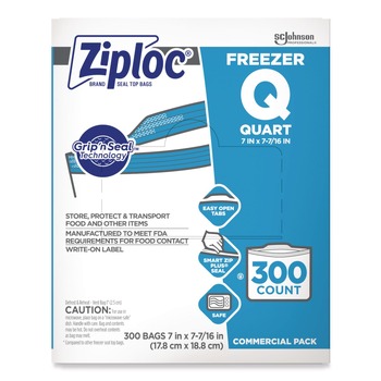 PRODUCTS | Ziploc 364957 7 in. x 7.75 in. 32 oz Zipper Freezer Bags - Clear (300/Carton)