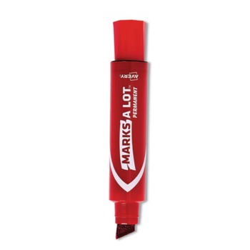Avery 24147 MARKS A LOT Extra-Large Desk-Style Permanent Marker - Red (1-Dozen)