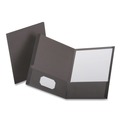 File Folders | Oxford 53406EE Linen Finish Twin Pocket Letter Folders - Black (25/Box) image number 1