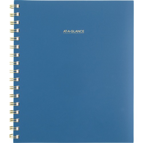 Notebooks & Pads | AT-A-GLANCE 109980520 Harmony 8.88 in. x 7.69 in. 13-Month (Jan to Jan) 2025 to 2026 Weekly/Monthly Poly Planner - Blue/Gold Cover image number 0