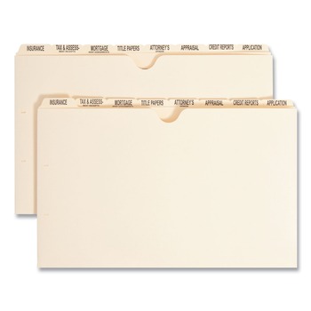 Smead 78278 Legal Size K-Style Fasteners Punched Replacement Pressboard Mortgage File Dividers - Manila (12/Box)