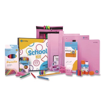 enday 1315 Back to School Supplies Kit for Grades K-5 - Pink (1-Kit)