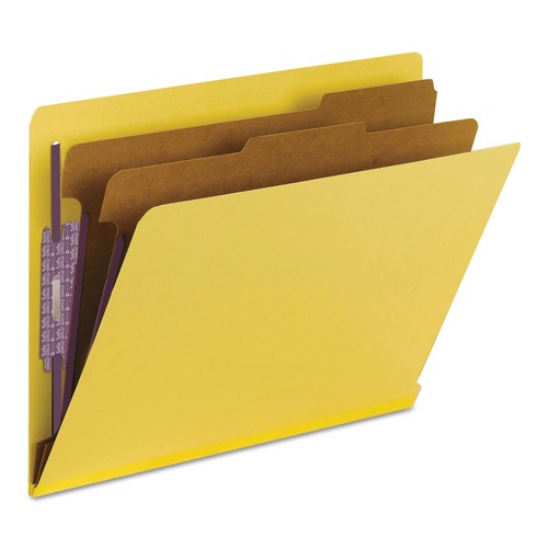 Just Launched | Smead 26789 End Tab Pressboard Classification Folders with Six SafeSHIELD Fasteners - Letter, Yellow (10/Box) image number 0