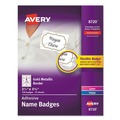 Labels | Avery 08720 3-3/8 in. x 2-1/3 in. Flexible Adhesive Name Badge Labels - White/Gold Border (120/Pack) image number 0